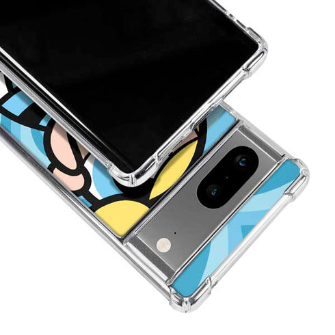 Cartoon Network Powerpuff Girls Bubbles Blue Hearts Google Pixel 8 Clear Case
